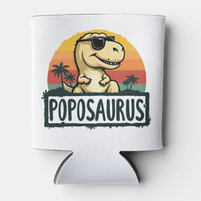 Poposaurus Dinosaur Grandpa Saurus Father's Day Can Cooler (Front)
