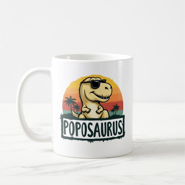 Poposaurus Dinosaur Grandpa Saurus Father's Day Coffee Mug (Left)