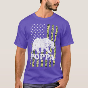 Poppa Bear Camping Hiking Camouflage USA American T-Shirt