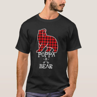 Poppa Bear Christmas Pajama Red Plaid Buffalo Fami T-Shirt