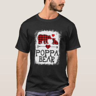 Poppa Bear Christmas Pajama Red Plaid Buffalo Fami T-Shirt
