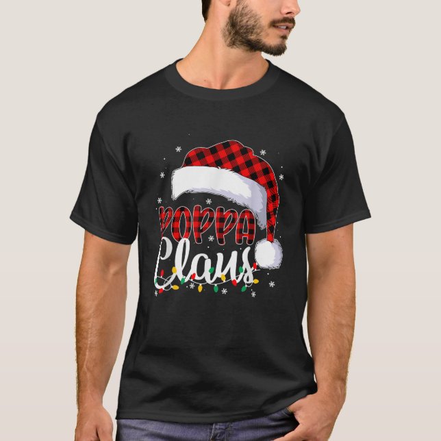 Poppa Claus Christmas Santa Hat Matching Famiy Paj T-Shirt (Front)