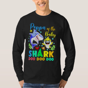 Poppa Of The Birthday Boy Shark Blue Yellow Doo Do T-Shirt