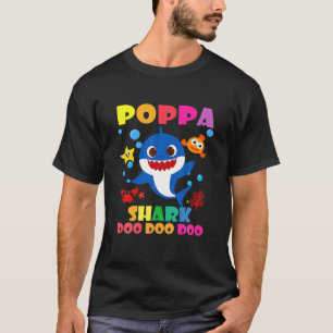 Poppa Shark Doo Doo Funny Baby Mummy Daddy Kids T-Shirt