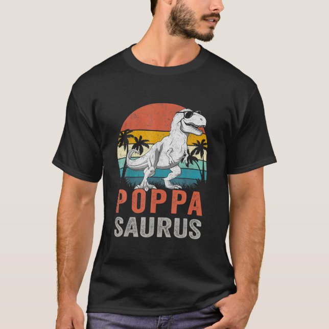Poppasaurus T Rex Dinosaur Poppa Saurus Family Mat T-Shirt (Front)