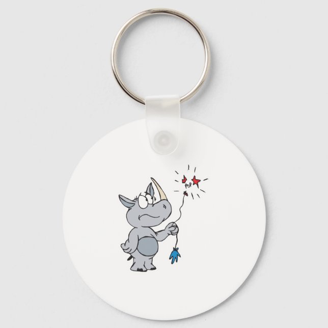 popped balloon sad rhino key ring (Front)