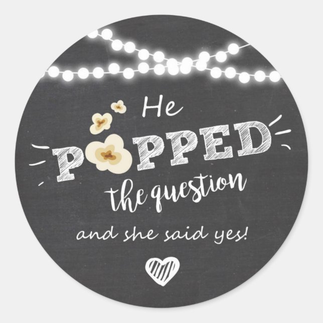 Popped the Question Engagement favour tag Sticker (Front)