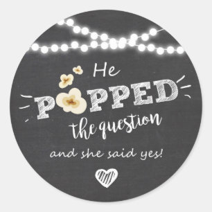 Popped the Question Engagement favour tag Sticker