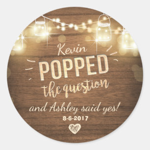 Popped the Question Engagement favour tag Sticker