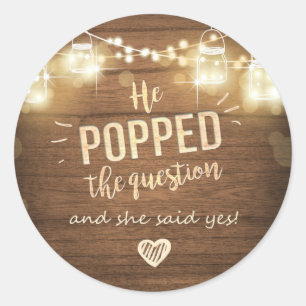 Popped the Question Engagement favour tag Sticker