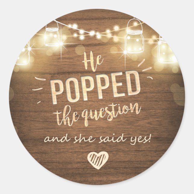 Popped the Question Engagement favour tag Sticker (Front)