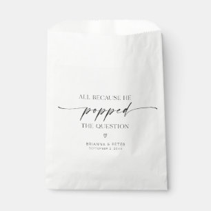 Popped The Question Minimalist Wedding Popcorn Favour Bags