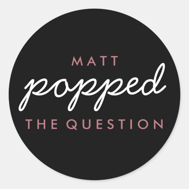 Popped the Question Popcorn Wedding Rose Gold Classic Round Sticker (Front)