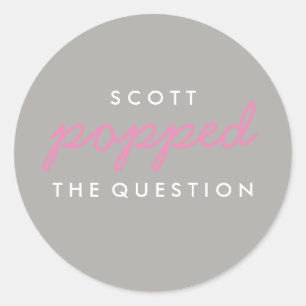 Popped the Question Popcorn Welcome Bag Sticker