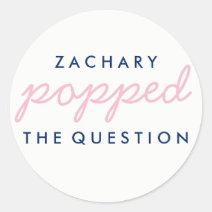 Popped the Question Popcorn Welcome Bag Sticker