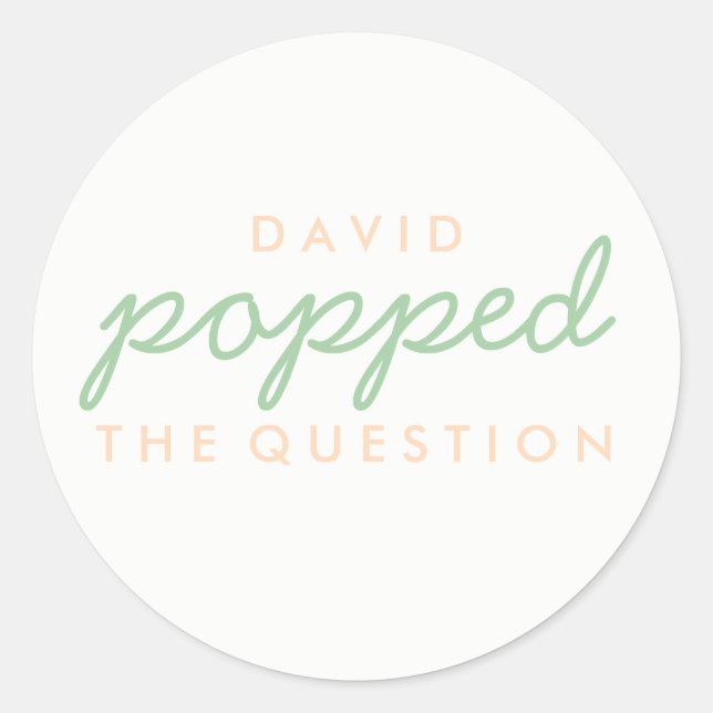 Popped the Question Popcorn Welcome Bag Sticker (Front)
