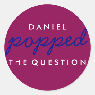 Popped the Question Popcorn Welcome Bag Sticker