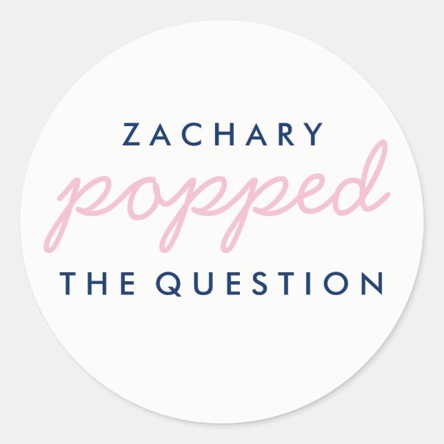 Popped the Question Popcorn Welcome Bag Sticker (Front)