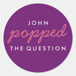 Popped the Question Popcorn Welcome Bag Sticker