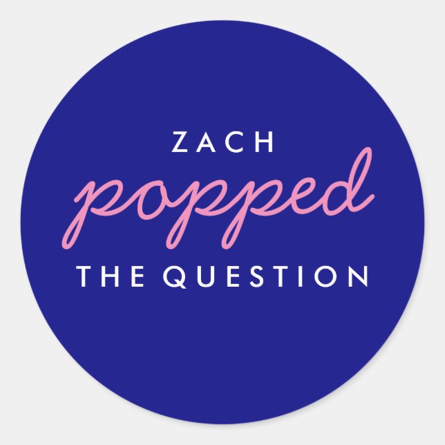 Popped the Question Popcorn Welcome Bag Sticker (Front)