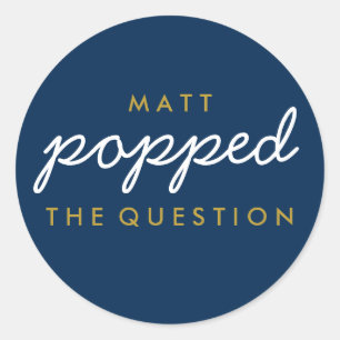 Popped the Question Popcorn Welcome Bag Sticker