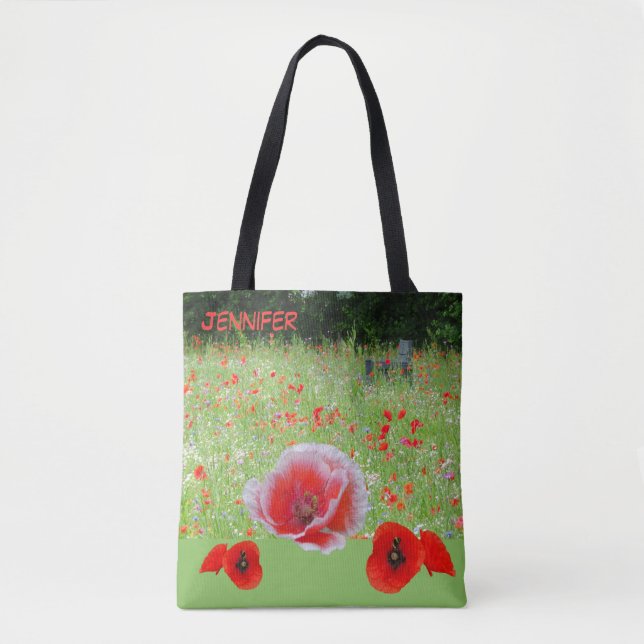 Poppes Field with Bench Cust. Tote Bag (Front)