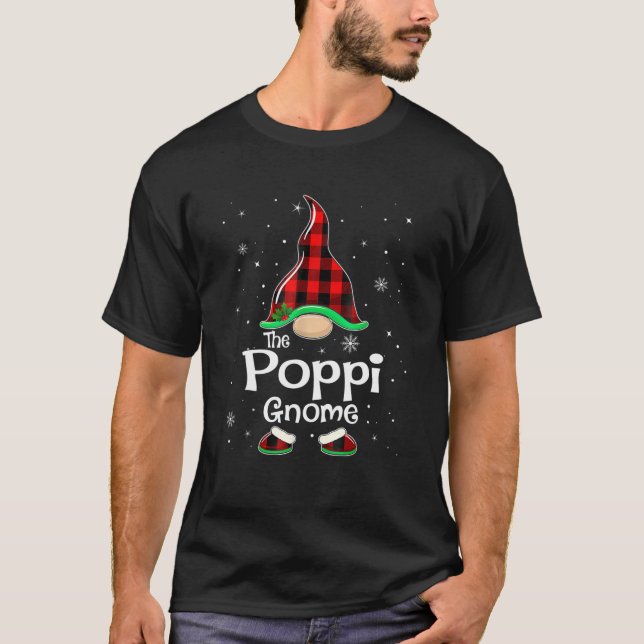 Poppi Gnome Buffalo Plaid Matching Family Christma T-Shirt (Front)