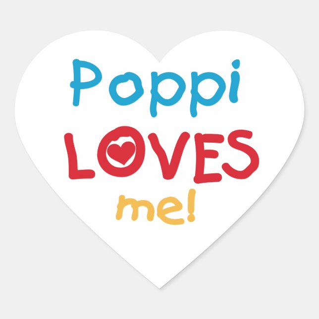 Poppi Loves Me T-shirts and Gifts Heart Sticker (Front)