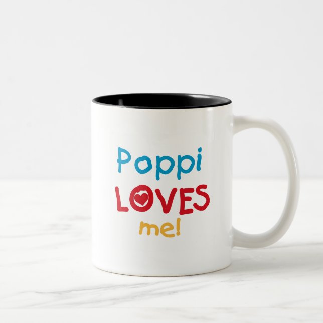 Poppi Loves Me T-shirts and Gifts Two-Tone Coffee Mug (Right)