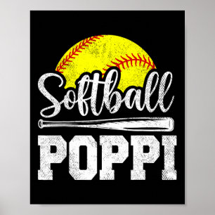 Poppi Softball Player Game Day Father's Day Gift Poster