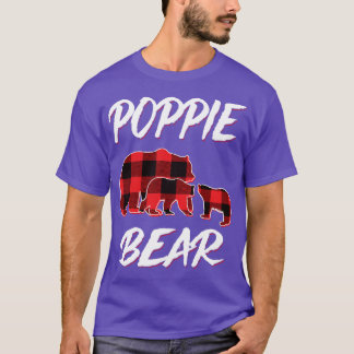 Poppie Bear Red Plaid Christmas Pajama Matching Fa T-Shirt