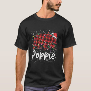 Poppie Bear Red Plaid Christmas Pajama Merry Xmas  T-Shirt