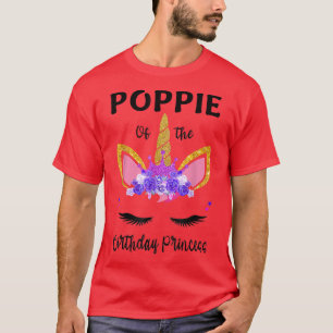 Poppie Of The Birthday Girl Father Gift Unicorn Bi T-Shirt
