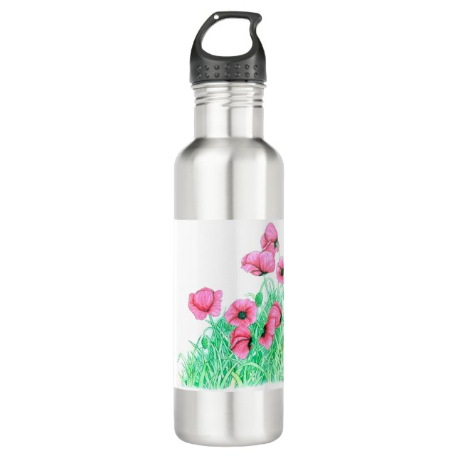 poppies 710 ml water bottle (Front)