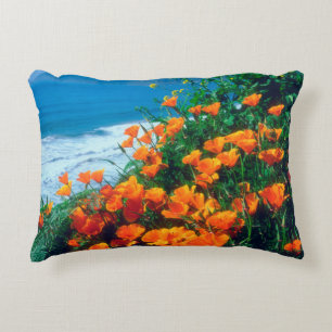 Poppies along the Pacific Coast near Big Sur Decorative Cushion
