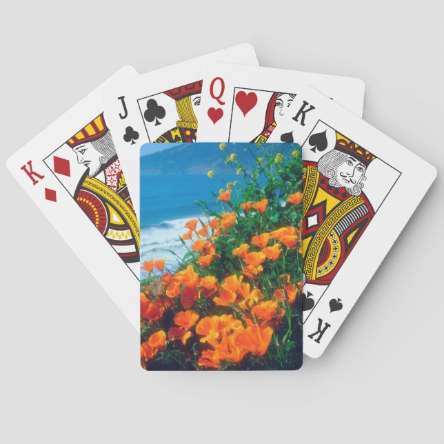 Poppies along the Pacific Coast near Big Sur Playing Cards (Back)