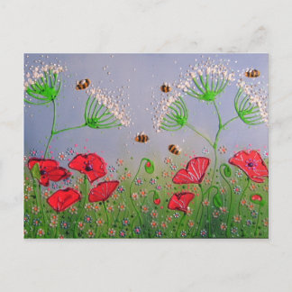 Poppies and Bees Postcard