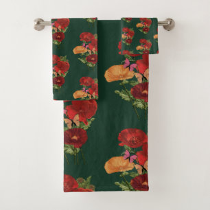 Poppies And Butterflies Bath Towel Set