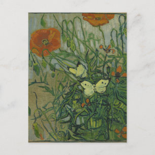 Poppies and Butterflies by Vincent Van Gogh Postcard
