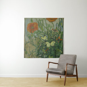 Poppies and Butterflies by Vincent Van Gogh  Tapestry