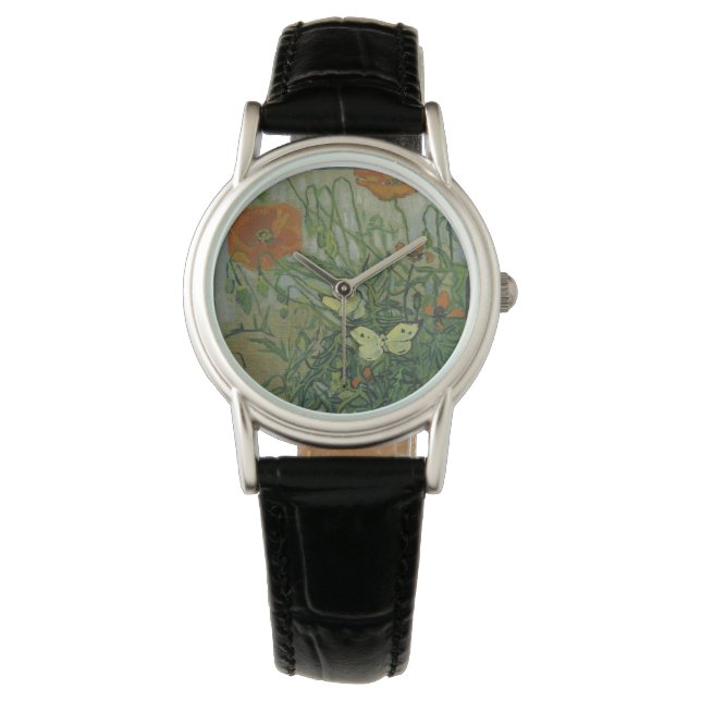 Poppies and Butterflies by Vincent Van Gogh  Watch (Front)