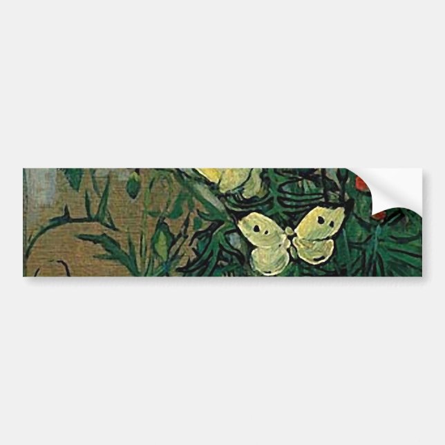 Poppies and Butterflies (F748) Van Gogh Fine Art Bumper Sticker (Front)