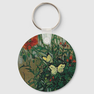 Poppies and Butterflies (F748) Van Gogh Fine Art Key Ring