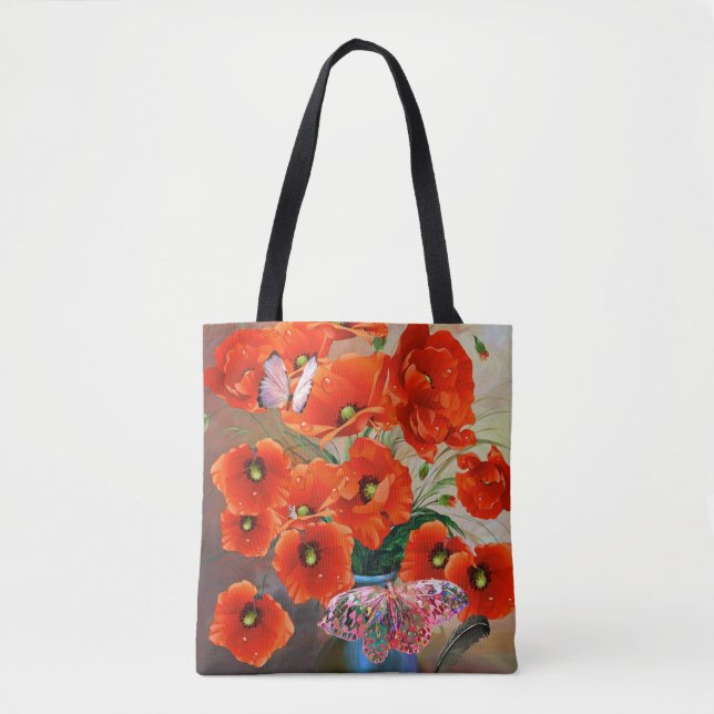Poppies and Butterflies Tote Bag (Front)