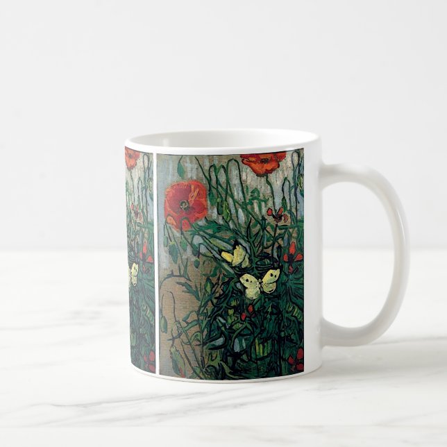 Poppies and Butterflies Van Gogh Fine Art Coffee Mug (Right)