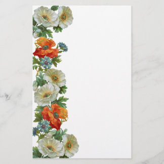 Poppies and Cornflowers Floral Art Stationery