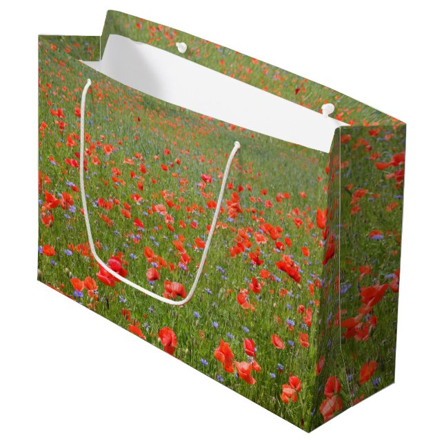 Poppies and Cornflowers Large Gift Bag (Front Angled)