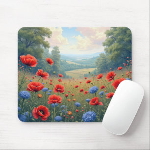 Poppies and Dahlia Field Mouse Mat