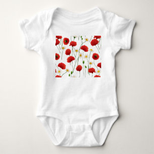 Poppies and daisies baby bodysuit