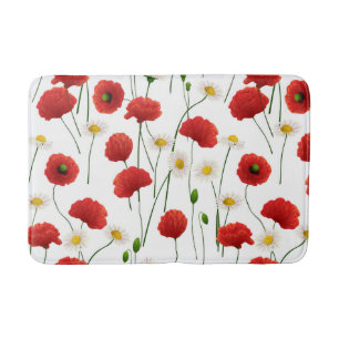 Poppies and daisies bath mat